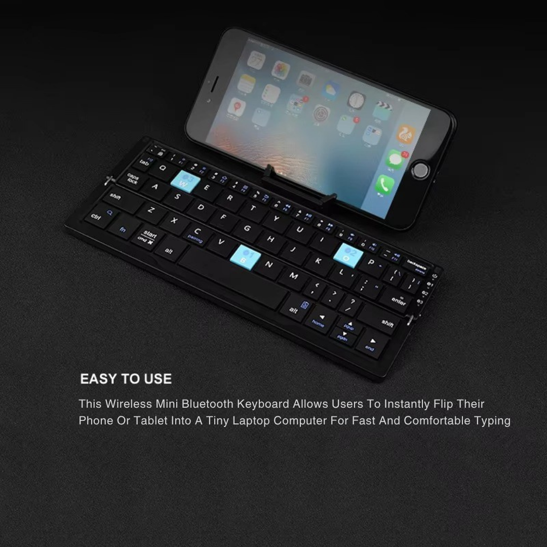 Portable & Travel Friendly Wireless Folding Keyboard With Stand