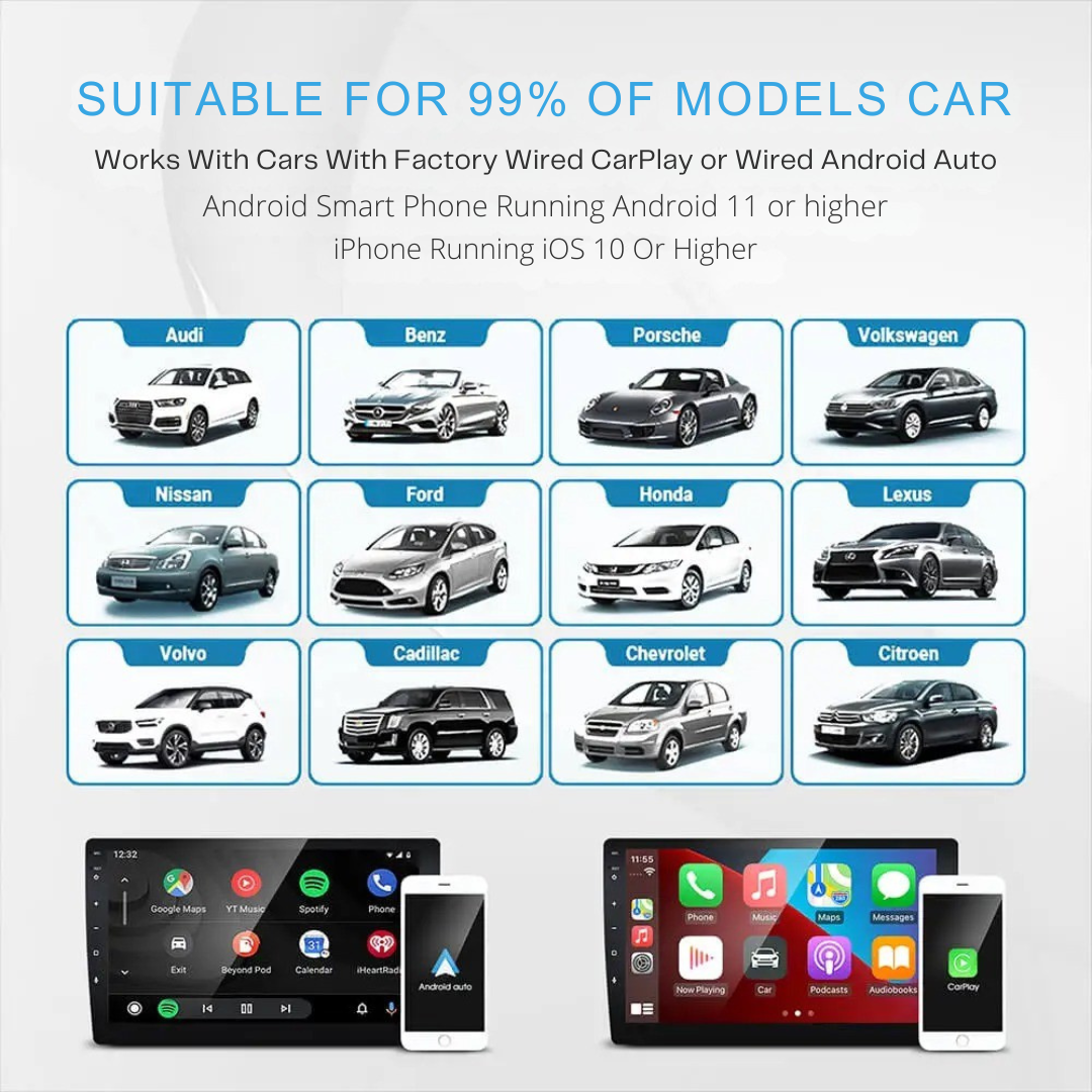 Wired to Wireless CarPlay & Android Auto Adapter