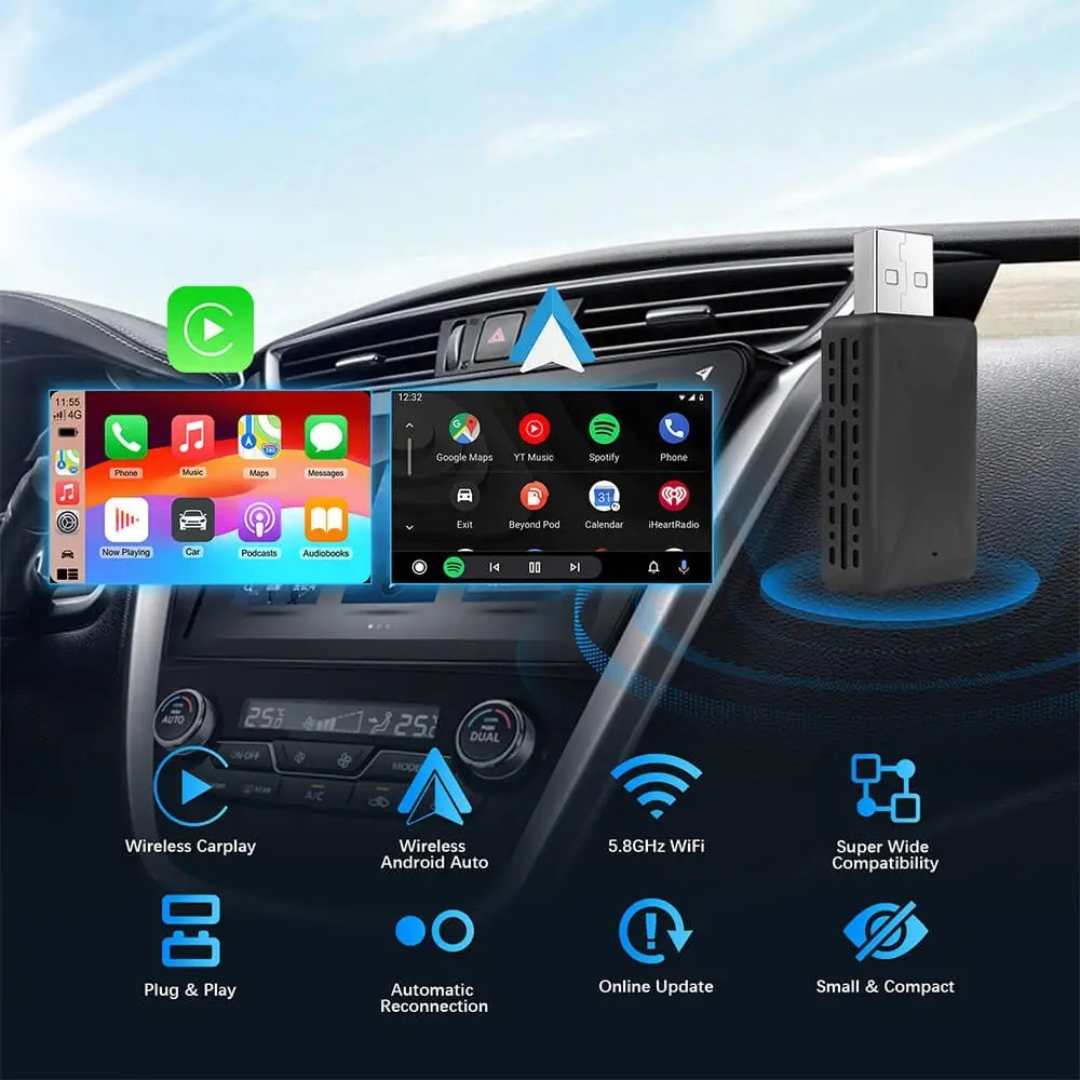 Wired to Wireless CarPlay & Android Auto Adapter